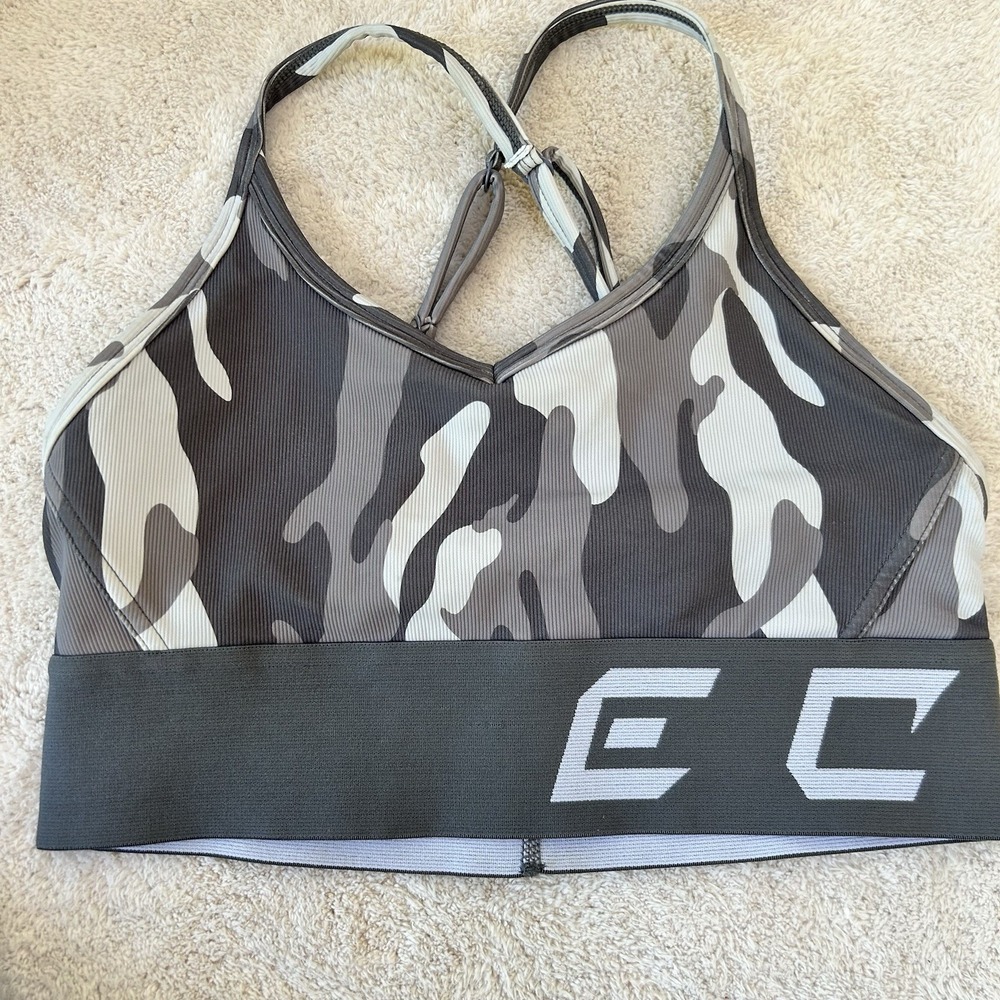 ECHT Hyper Camo Sports Bra Size Medium‎ Worn Once! Stealth Gray